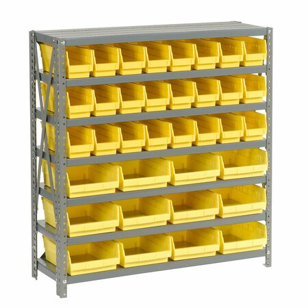 GLOBAL INDUSTRIAL Steel Shelving, Total 36 4inH Plastic Shelf Bins Yellow, 36x12x39-7 Shelves 603433YL